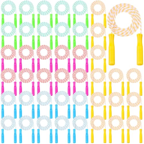 Aoriher 80 Pcs Jump Rope Bulk 7.22 ft Adjustable Stripe Skipping Rope Outdoor Exercise Fitness Equipment for Playground Ac...
