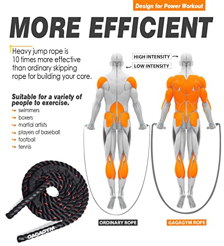 Weighted Jump Rope for Fitness - 9.8ft Heavy Battle Ropes for Exercise, 3LB Workout Rope for Women & Men, Skipping Rope Fo...