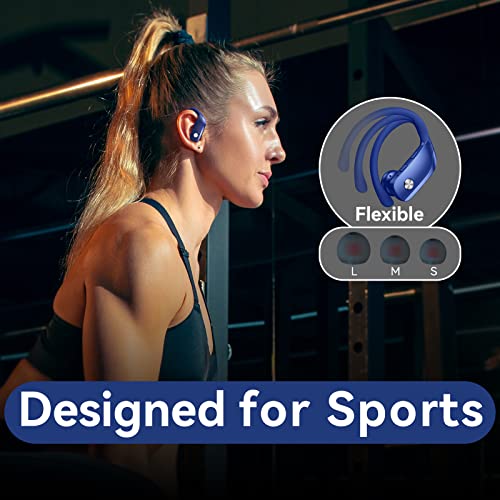 bmani Ear Buds Wireless Earbuds Bluetooth Headphones with 80H Playtime LED Display Case, Over-Ear Hook with Mic, Stereo So...
