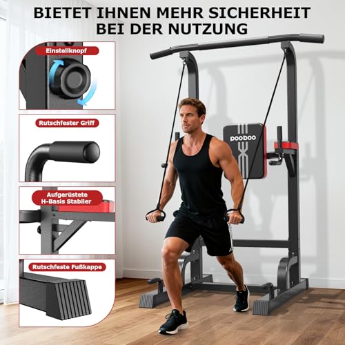 Power Tower Dip Station Pull Up Bar for Fitness Home Gym Workout,Multi-Function Adjustable Height Fitness Strength Trainin...