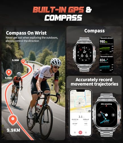 GPS Military Smart Watch for Men(Answer/Call), 2.13'' Smartwatch,60 Days Battery,6 Satellite Positioning/Compass,5 ATM Fit...