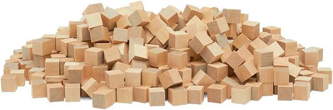 DIY Wooden Cubes 1/4-inch, Pack of 500 Small Blank Wooden Blocks, Unfinished Wood Blocks for Crafts, STEM, Dice, and Building Blocks for Stacking, by Woodpeckers