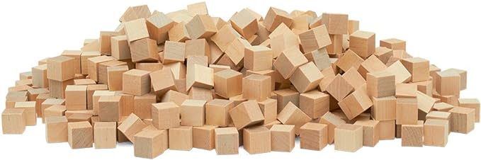 DIY Wooden Cubes 3/8-inch, Pack of 100 Small Blank Wooden Blocks, Unfinished Wood Blocks for Crafts, STEM, Dice, and Building Blocks for Stacking, by Woodpeckers