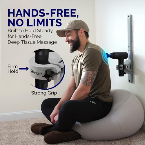 QMount Massage Gun Holder & Wall Mount - Hands-Free for Full Body Muscle Recovery - Fully Adjustable Massage Gun Wall Moun...