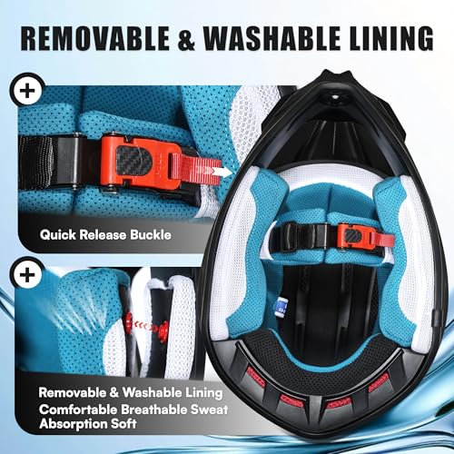 TRIANGLE Adult Dirt Bike Helmet Full Face Motorcycle Helmets with Adjustable Goggles & Gloves - DOT/FMVSS-218 Certified Mo...