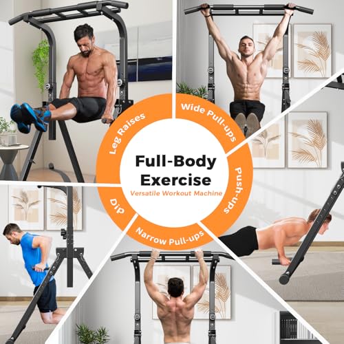 ZENOVA Pull Up Bar Dip Station Multi-Function Strength Training Equipment for Men Women Muscle Building 330/400 LBS Weight...