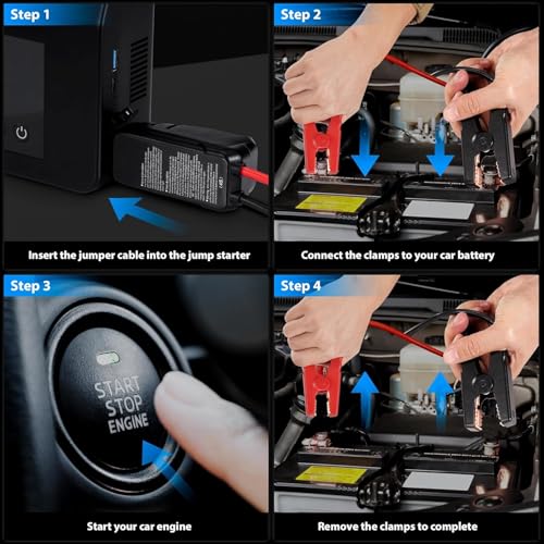 Jump Starter with Air Compressor, 4000A Car Battery Jump Starter(ALL Gas/8.0L Diesel) with 150PSI Tire Inflator 12V Car Ba...