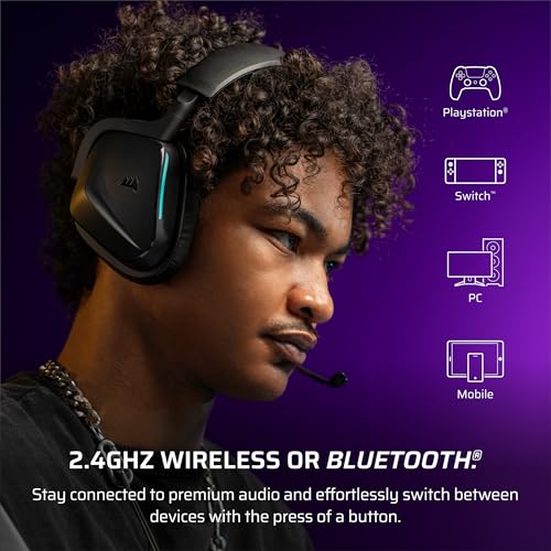 Corsair Void v2 Wireless Gaming Headset with Bluetooth for PC, PS5, PS4, Switch, Mobile – Dolby Atmos, 70 Hr Battery, Dual...