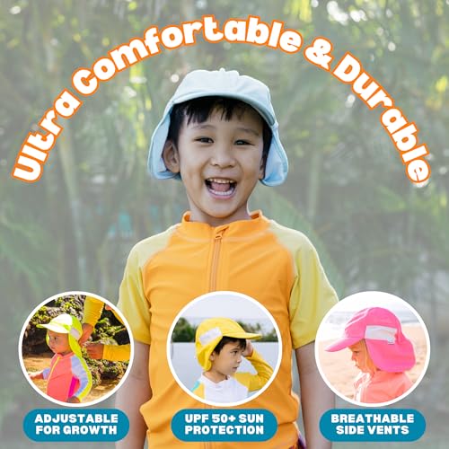 SwimZip Sun Hat with Neck Flap | UPF 50+ Protection for Baby, Toddler, and Kids