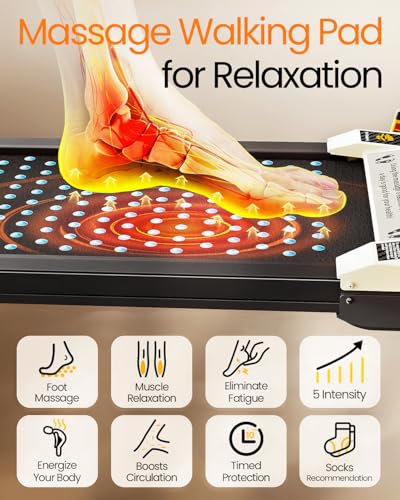 AKLUER Walking Pad with Incline - Dual-Sided 2 in 1 Under Desk Treadmill with Shiatsu Foot Massager, 330LBs Walking Pad Tr...