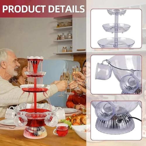 3-Tier Electric Cocktail Fountain Drink Machine with LED Base & 5 Cups – Perfect for Champagne, Wine, Beer, and Juice at W...