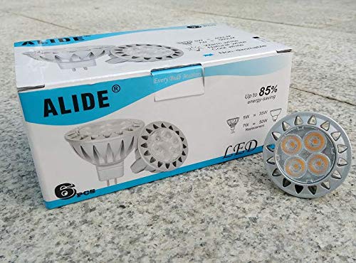 Alide 12V Mr16 Gu5.3 Led Outdoor Landscape Bulbs 5W  Mr16 35W 50W Halogen Replacement  2700K Soft Warm White Low Voltage Bulbs Spotlights For Landscape Track Lighting Not Dimmable 458Lm 38 Deg 6 Pack