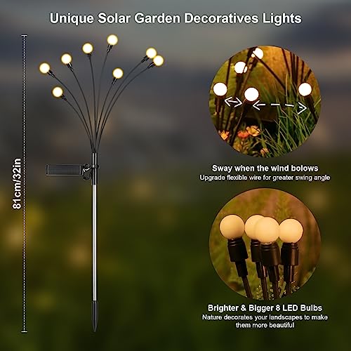 Solar Lights Outdoor(4 Pack,32 LEDs), ASMAD Solar Garden Lights, Outdoor Decorations, Firefly Light for Patio Decor, Big B...