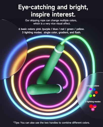 LED Light Up Jump Rope for Kids and Adult, Adjustable Glowing Skipping Rope for Boys and Girls, Colorful Luminous Jumping ...