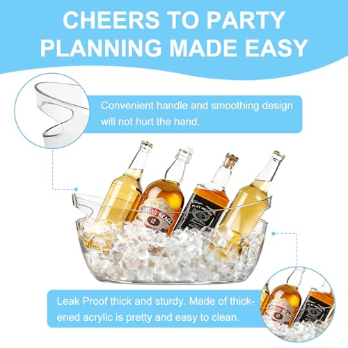 2-Pack Ice Buckets for Parties - Extra Large 5.5L Clear Beverage Tubs with Scoops, Perfect for Champagne, Beer, Sparkling ...