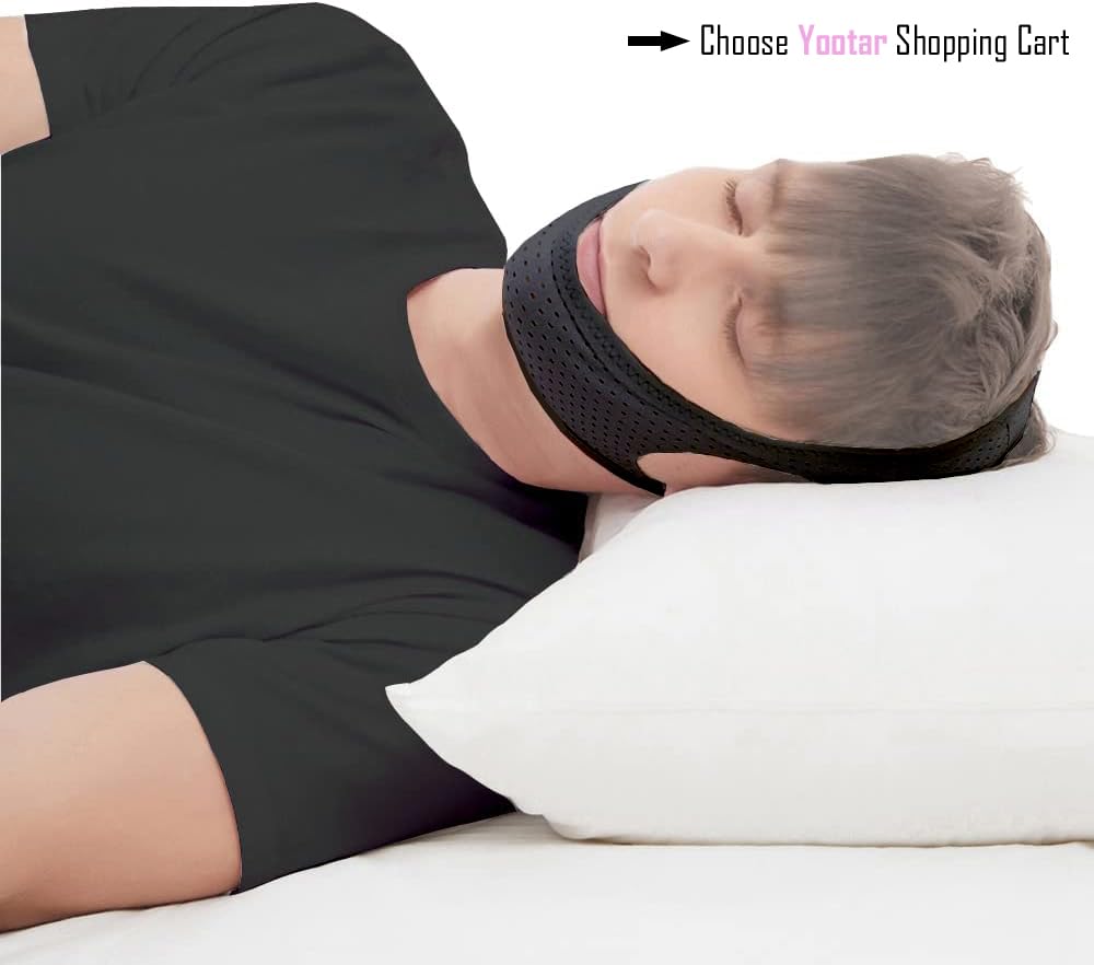 Yootar Chin Strap for Cpap Users, 2 Pack Black & Grey Comfortable Mesh Anti Snoring Chin Straps for Men Women, Upgraded Adjustable Cpap Chin Strap to Keep Mouth Closed While Sleeping(2 Pack), Medium