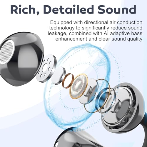 Open Ear Earbuds, Air Conduction Headphones Wireless Earbuds Bluetooth 5.4, Clip on Headphones with Mic 42H Playtime, Over...