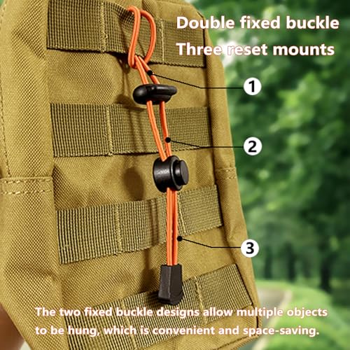 6-Pack Elastic Rope Fasteners - Backpack Accessories for Organizing Gear, Trekking Poles, or Camping Equipment (Army Gree...