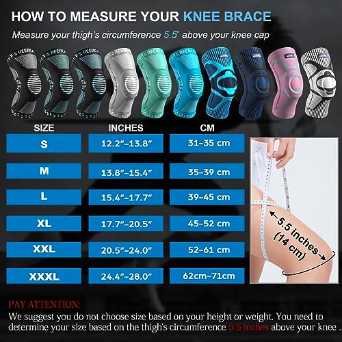 NEENCA 2 Pack Knee Braces for Knee Pain, Compression Knee Sleeves with Patella Gel Pad & Side Stabilizers, Knee Support fo...