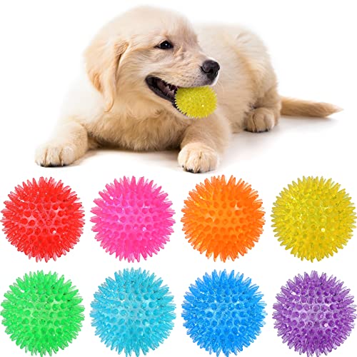 VITEVER 8 Colors 2.5” Squeaky Dog Toy Balls for Small Medium Dogs, Puppy Chew Toys for Teething, Spiky Balls for Small Dog...