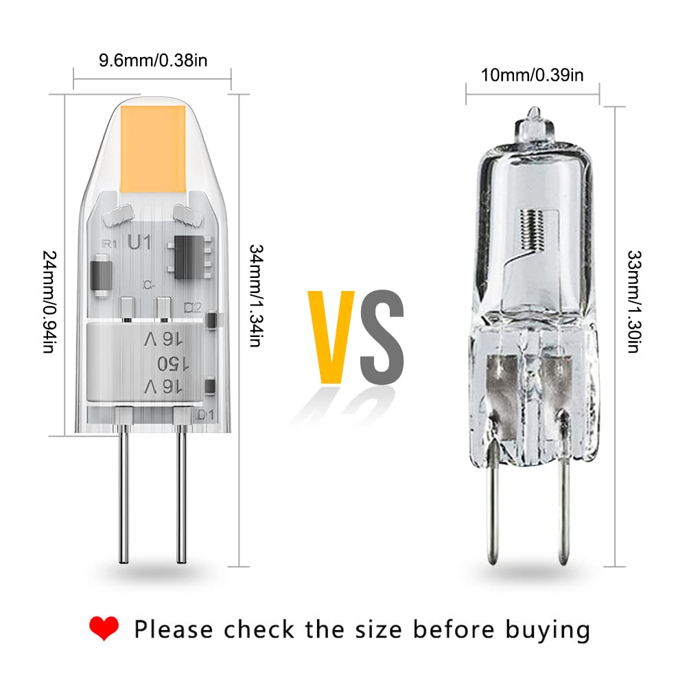 Yuiip G4 Led Bulbs 1.2W Bi-Pin Base, 2700K Warm White, 10 Pack, Silicon