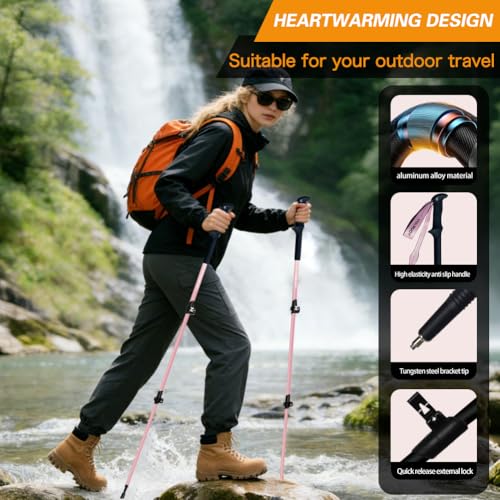Yourjoy Hiking Trekking Poles, Macaron Colors 2 Pack Anti Shock, Adjustable, Collapsible Hiking Poles for Trekking or Walk...
