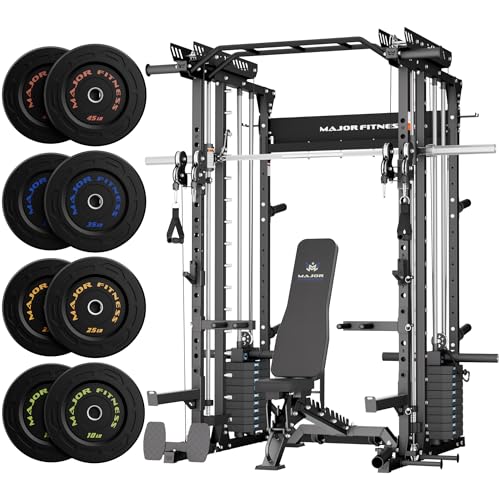 Major Fitness Drone MAX V Smith Machine with Weight Stacks, All-in-One Home Gym Squat Rack--2500LB Capacity, Dual LAT Pul...