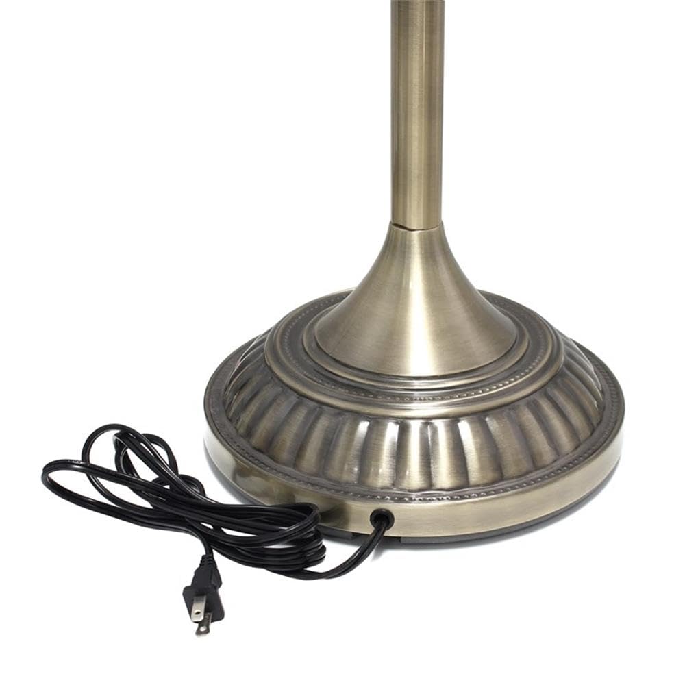 Lalia Home Classic Torchiere Floor Lamp, Antique Brass with White Shade, Model LHF-3001-AB, Metal Construction