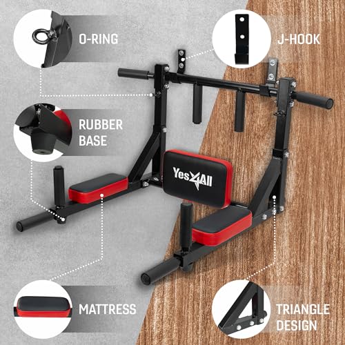 Yes4All Pull Up Bar Wall Mounted - Multifunctional Wall Mounted Pull Up Bar for Home Gym Workout Strength Training Equipment