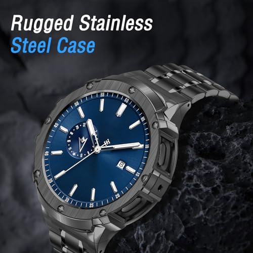 BAITEYOU Stainless Steel Bands with Case Compatible with Samsung Galaxy Watch 7 44mm, Rugged Protective Case Cover and Met...