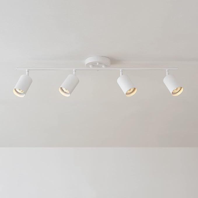 Globe Electric Pratt 4-Light Track Lighting, Matte White, Bulb Not Included