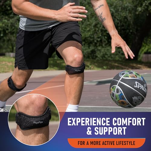 PhysFlex 2 Pack Patella Knee Brace - Knee Support and Pain Relief, Running, Hiking, Basketball, Jumpers Knee, Tendonitis, ...