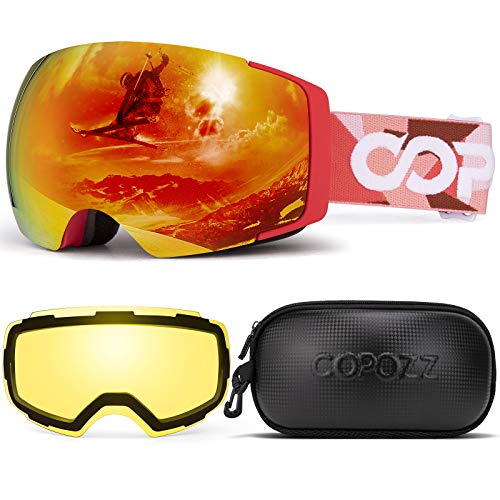 COPOZZ Polarized Adult Ski Goggles Set - M1 Magnetic Lens Snowboard Snow Goggle, OTG Anti-Fog Skiing Glasses Goggles