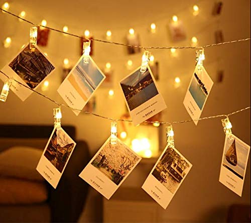 Magnoloran LED Photo Clip String Lights, 30 LEDs, 10ft, Warm White, Remote Control, Fairy Twinkle Decor for Photos and Artwork