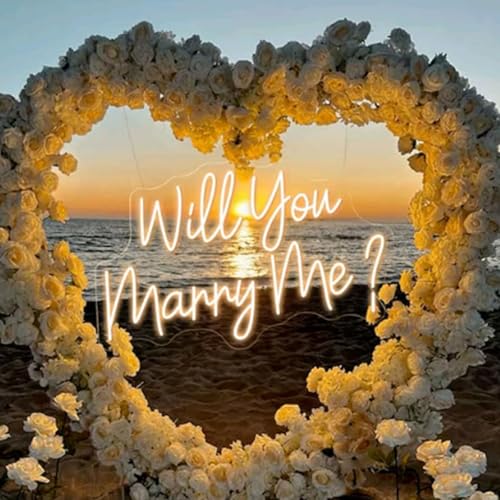 XIMAQIS Will You Marry Me Neon Sign 23inches Custom Wedding Dimmable Neon Light Sign Led Lights signs for Wedding Party De...