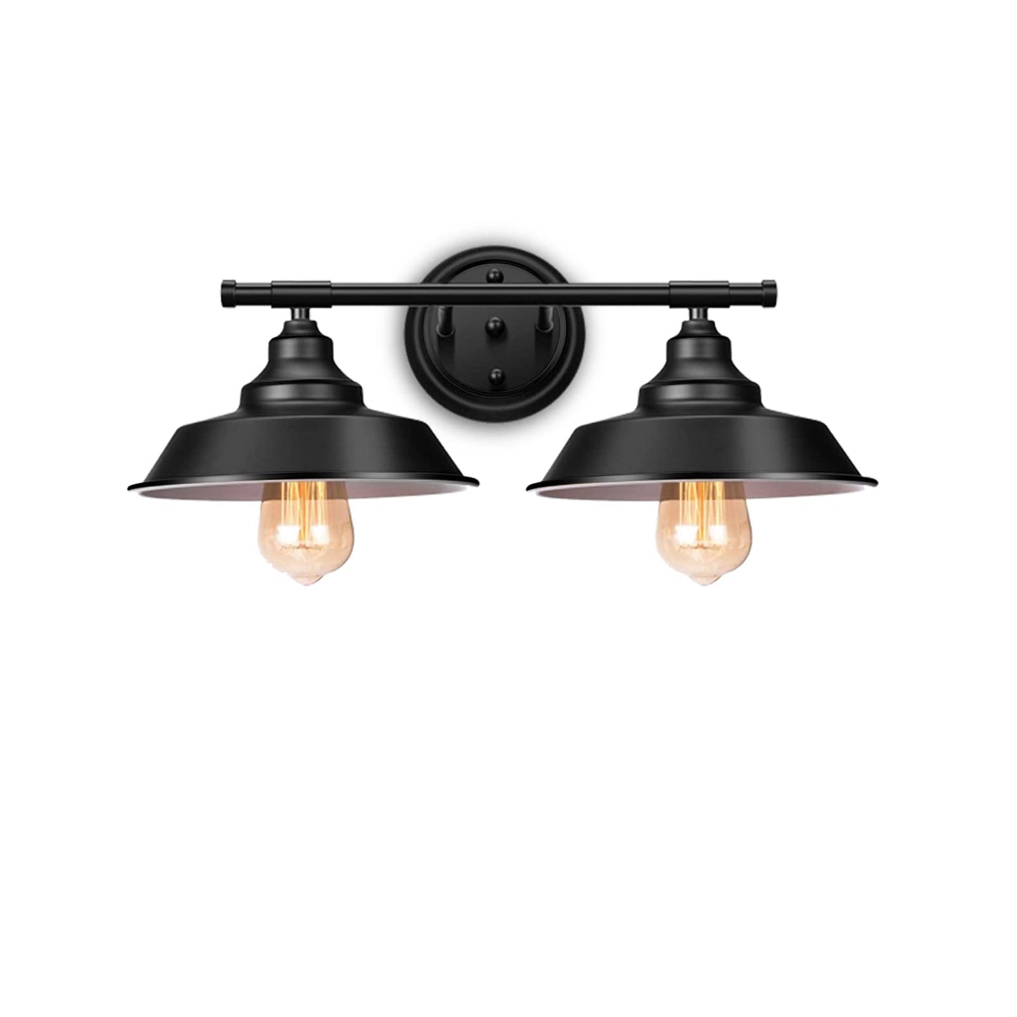 Elibbren 2-Lights Vanity Wall Sconce, Metal Matte Black, Industrial Bathroom Light Fixture for Mirror, 1 Pack