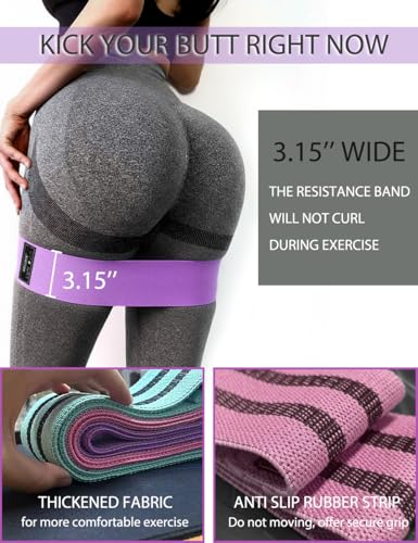 Resistance Bands for Working Out Hip and Legs, Fabric Booty Bands Set, Widen Exercise Bands for Women Men, Pilates Stretch...