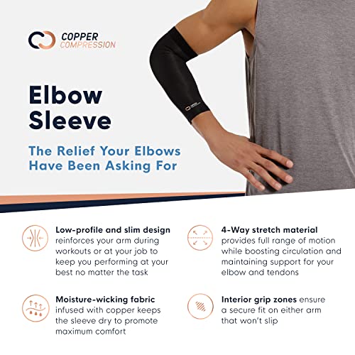 Copper Compression Elbow Sleeve - Copper Infused Orthopedic Brace for Tennis & Golfer Elbow, Tendonitis, Arthritis, Bursit...