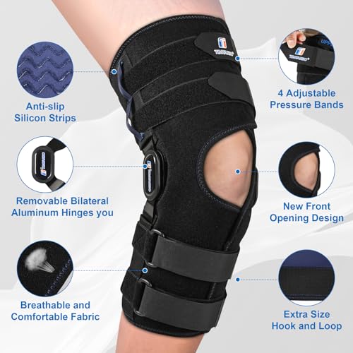 T TIMTAKBO Plus Size Knee Brace for Women and Men, Adjustable Knee Brace with Side Stabilizers, Knee Support for Knee Pain...