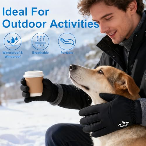 Fantspati Winter Waterproof Ski Gloves Men Women, Warm Windproof Snow Gloves with Touch Screen Fingers Fleece Lined,Glove ...