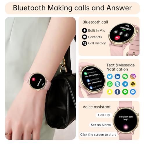Smart Watch for Women Fitness Tracker: Waterproof Running Digital Mens Watches Make Answer Call Smartwatch for Android Pho...