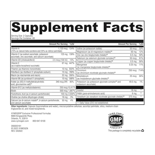 XYMOGEN ActivNutrients Without Iron - Multivitamin Multimineral for Wellness, Immune, Energy and Mood Support - Chelated M...