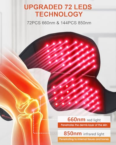 Astarexin Red Light Therapy Knee Brace Wireless Rechargeable with Pulse & Heating Modes, 660nm & 850nm Near-Infrared Light...