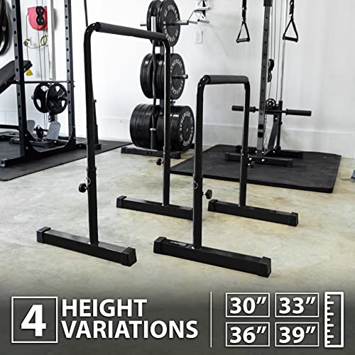 Synergee Dip Bar. Adjustable Dip Station from 30” – 39” for Dips, Inverted Pull Ups. Max capacity 400 lbs. Portable Dip St...