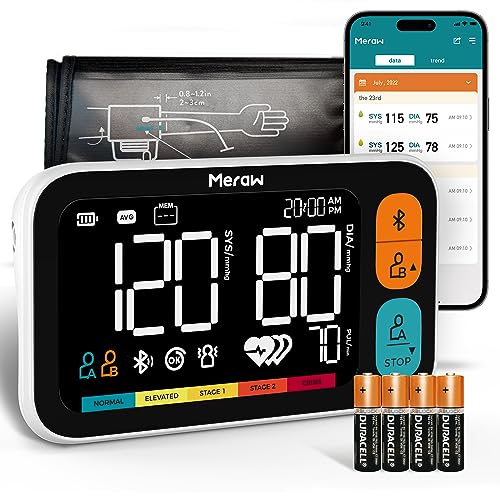 Meraw Blood Pressure Cuff Automatic Arm, Blood Pressure Monitor Home Use, Blood Pressure Machine Large Arm 8.6-16.5" Dual ...