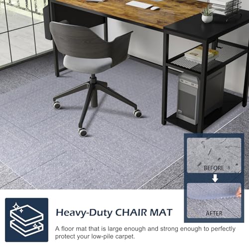 Chair Mat for Carpet, SALLOUS 46" x 60" Office Chair Mat for Carpeted Floors, Heavy Duty Vinyl Floor Mat with Grips, Floor...