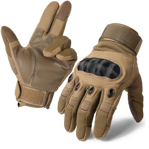 MVPTOO Motorcycle Tactical Gloves for Men - Touchscreen, Hard Shell & Palm Padding for Airsoft Paintball Hunting Hiking Ca...
