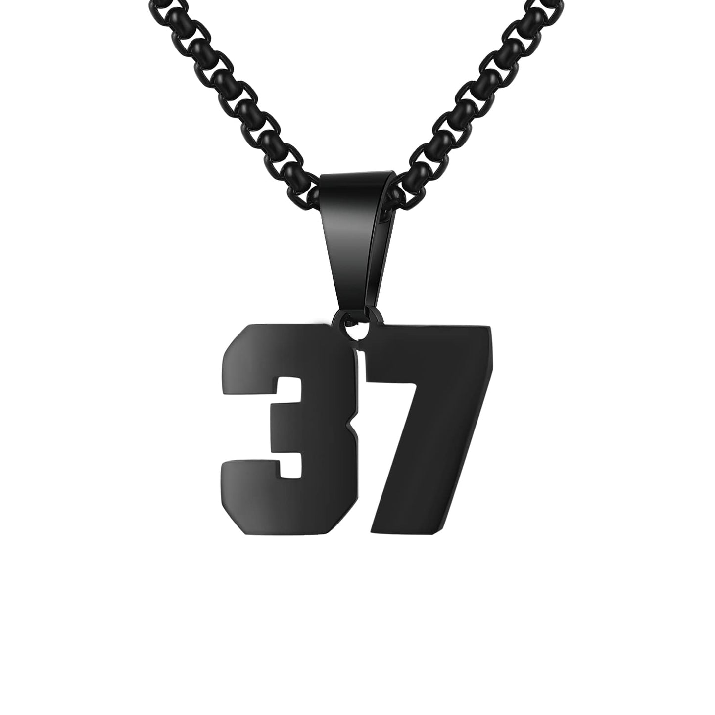 Number Necklaces Personalized Necklaces Black Initial Number Pendant Stainless Steel Chain Movement Necklaces for Men Women (37)