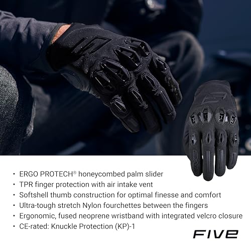 FIVE GLOVES Stunt EVO 2 Motorcycle Gloves for Men - Riding Gloves for Motorcycle, Scooter and More, with AirgoProtech Shel...
