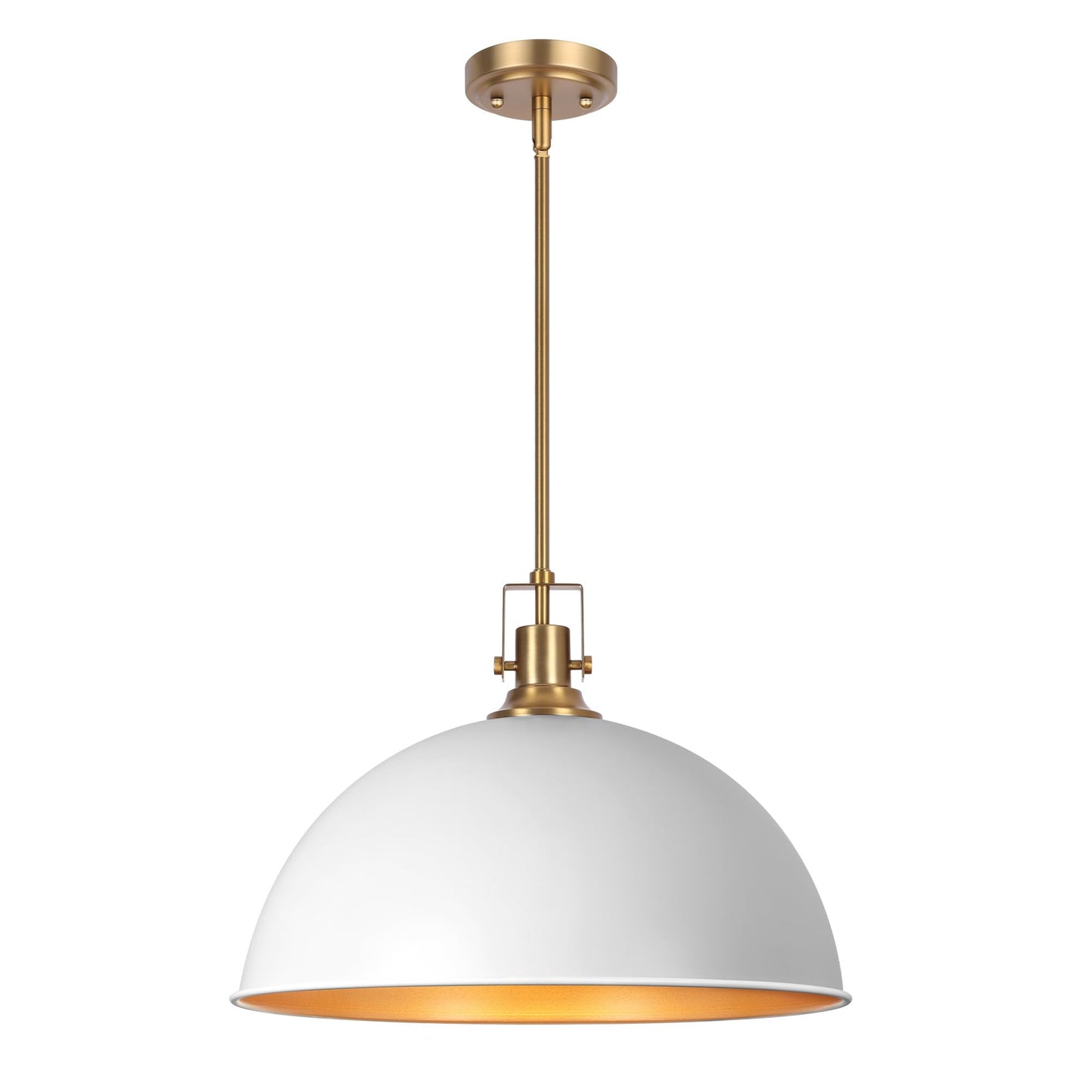 Lamqee 18 Inch White And Gold Large Pendant Light Kitchen Island  Farmhouse Modern Dome Pendant Light Fixtures Ceiling Hanging Lighting Chandelier For Dining Room Over Table  Bar  Hallway  Entryway
